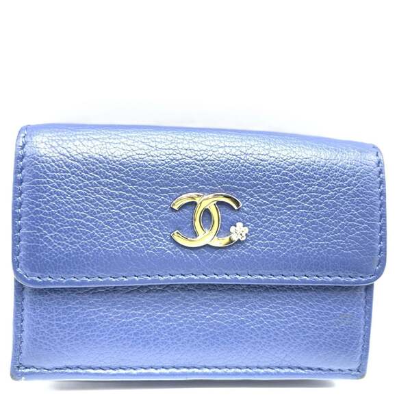 CHANEL Authentic Blue Leather Wallet